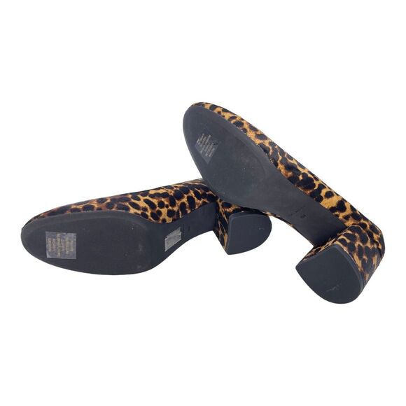 Tory Burch 55mm Multi Logo Leopard Pumps Brown Calf Hair Block Heel Size 8 - Picture 6 of 8